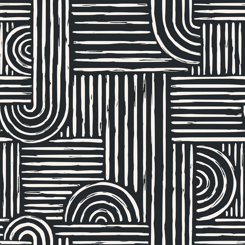 Livelynine Geometric Peel and Stick Wallpaper Black and White Modern Mid Century Geometric Abstract Wall Paper Contemporary Minimalist Lines 17.5x78.8 Geometric Pattern Contact Paper for Cabinets