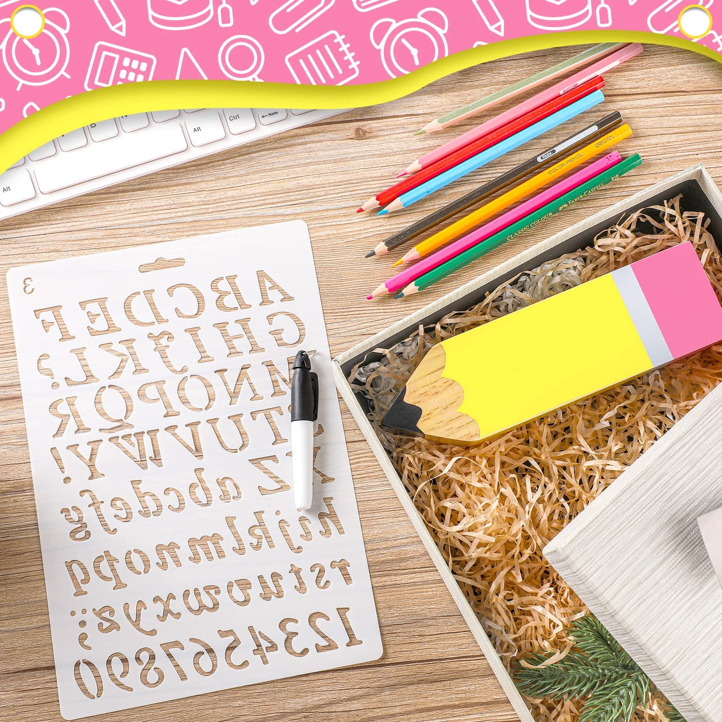 Sinmoe Teacher Appreciation Gift Name DIY Wooden Desk Pencil Shape Holder Teacher Name Desktop Pen Organizer for Back to School Graduation End of Year Thank You Gifts School Office Home Desk Sign