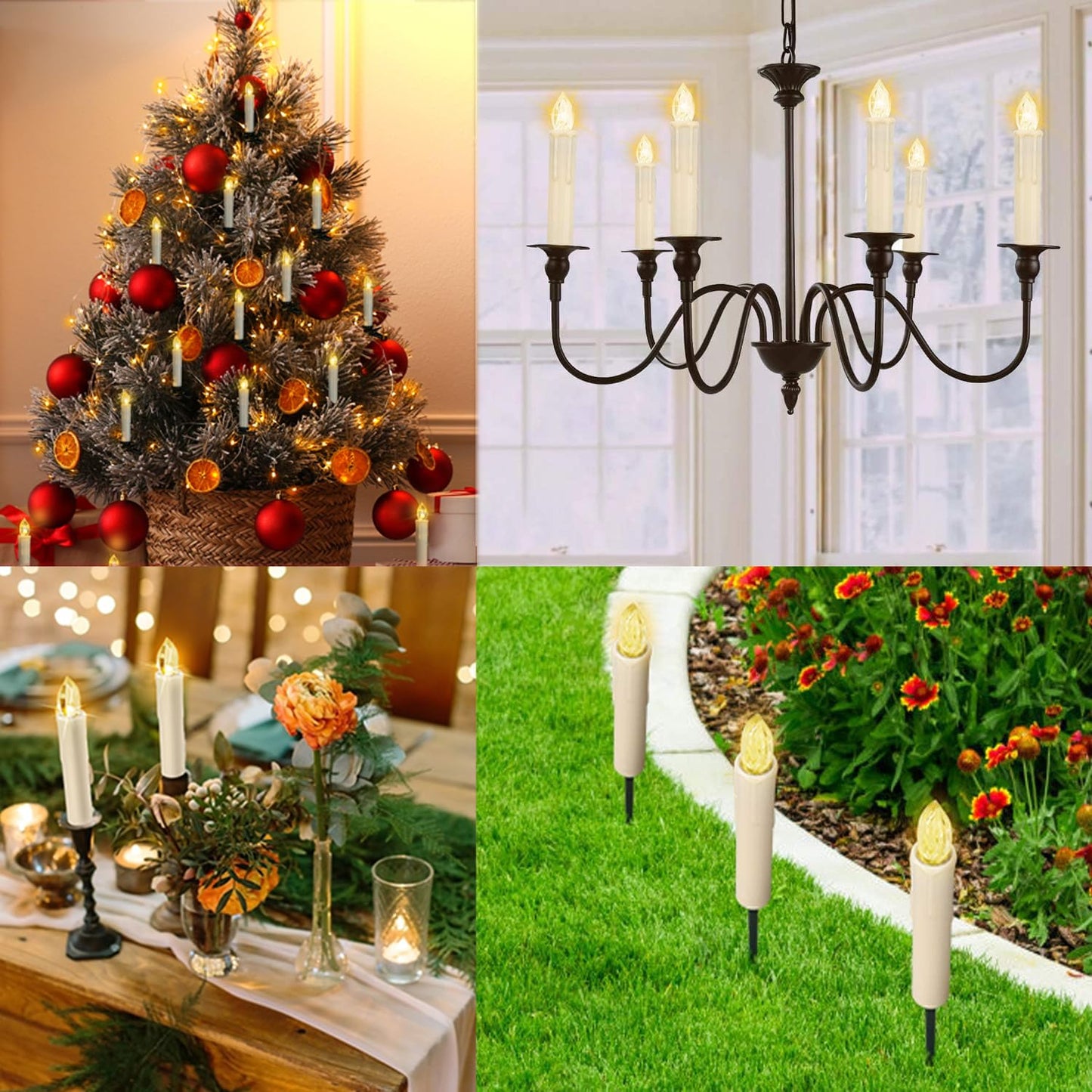 10 PCS LED Window Flameless Taper Candle, Battery Operated Christmas Tree Candle Lights with Remote Timer, Flickering Tree Candles Ideal for Christmas Garden Wedding Birthday Party Decoration