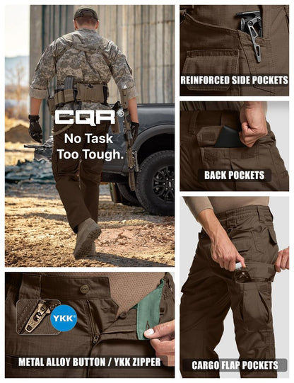 CQR Men's Tactical Pants, Water Resistant Ripstop Cargo Pants, Lightweight EDC Work Hiking Pants, Outdoor Apparel, Duratex Mag Pocket Tundra, 40W x 32L