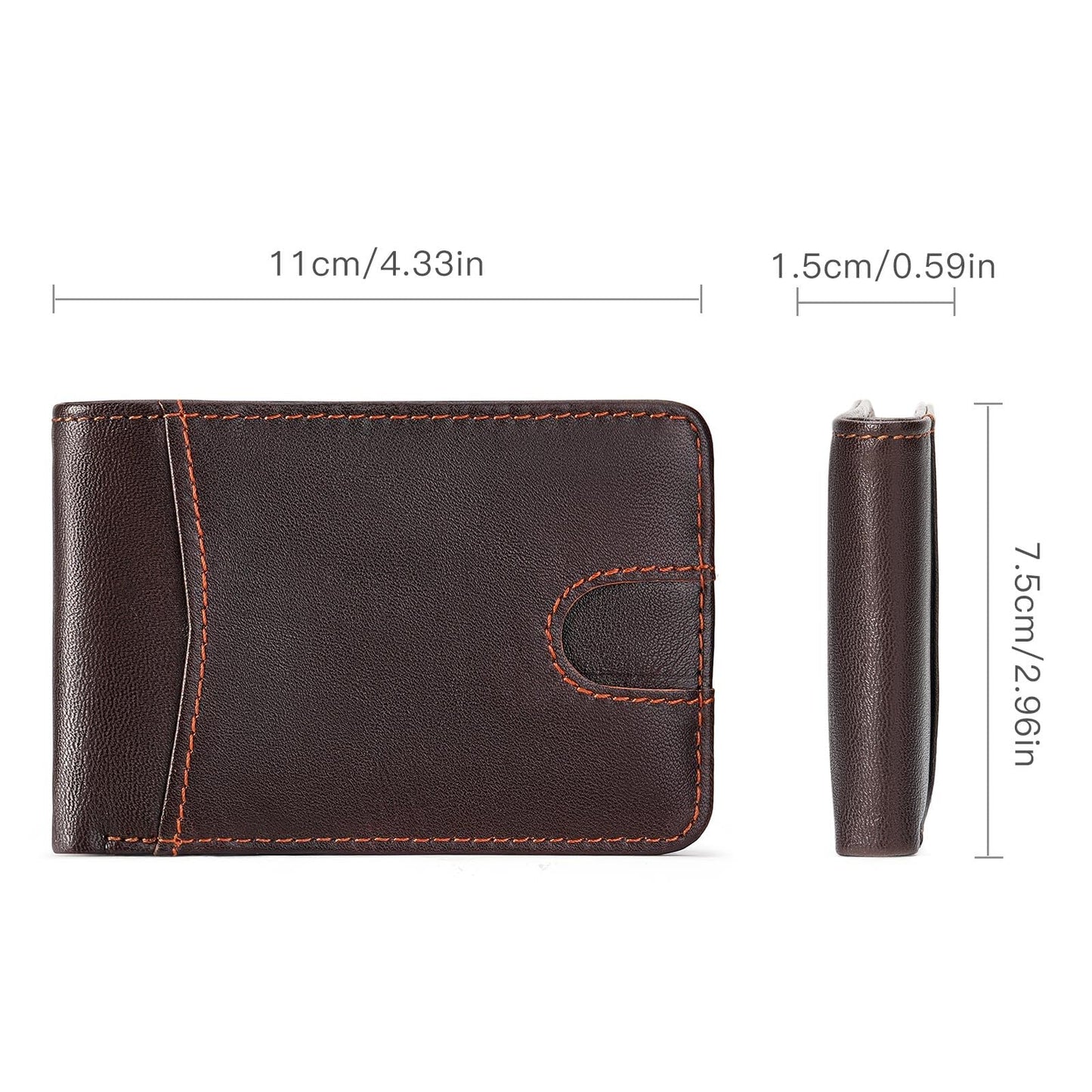 LOUEBICA Genuine Leather Wallet for Men RFID Blocking Bifold Slim Minimalist with Front Pocket Wallets Men Gift