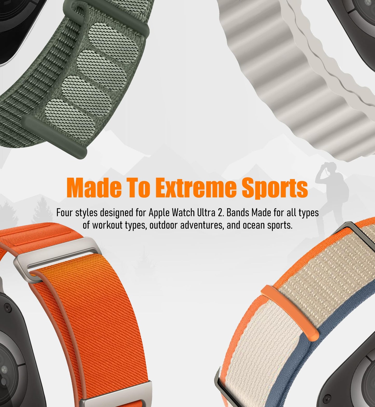 8 Pack Compatible with Apple Watch Ultra 3/2 Band 49mm 46mm 45mm 44mm 42mm Men Women,Breathable Trail Loop+Alpine Loop+Ocean +Nylon Sport Loop for iWatch Ultra 3/2/1 Series 11/10/9/8/7/6/5/4/3/SE3 2 1