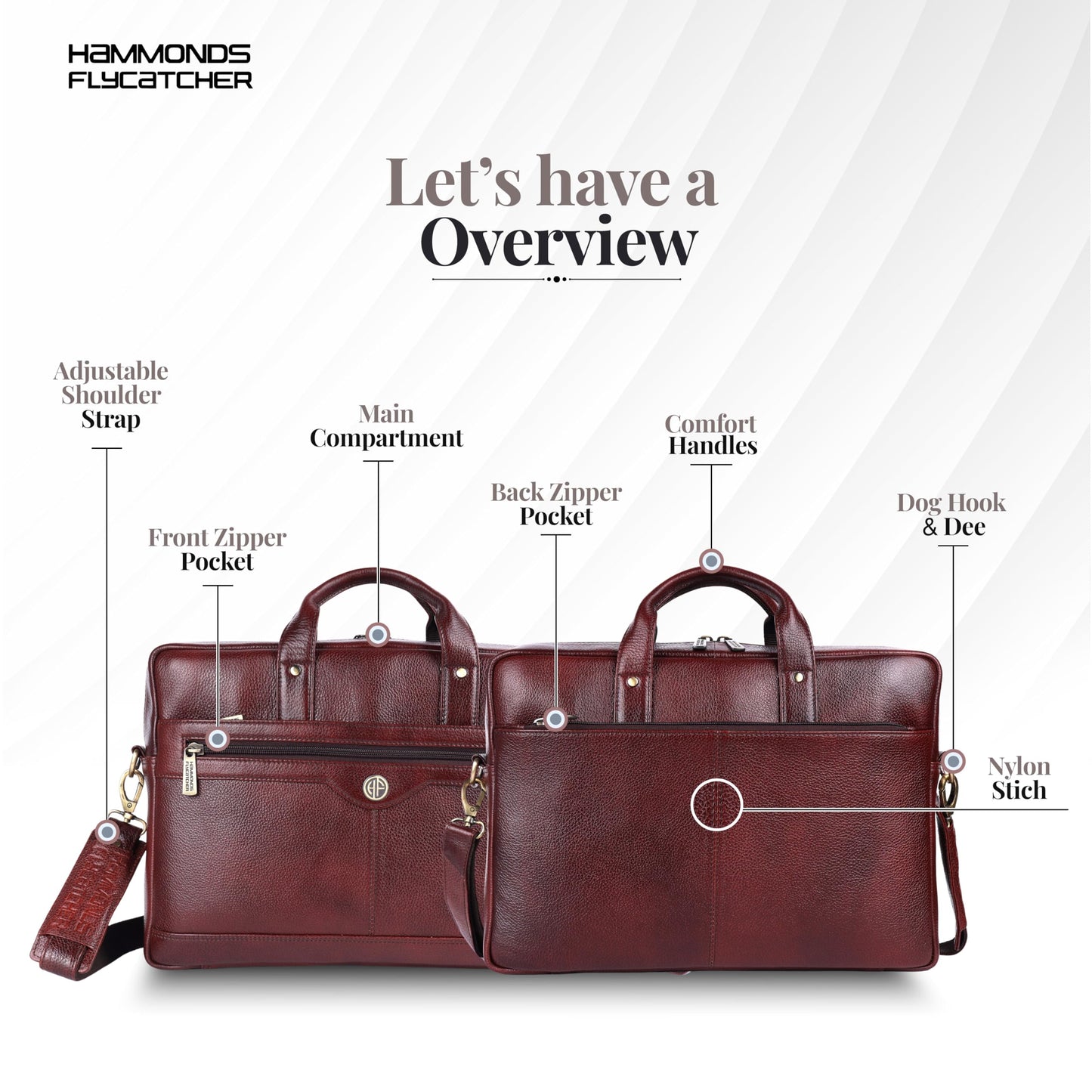 HAMMONDS FLYCATCHER Genuine Leather Executive Formal Office Bag, Shoulder Laptop Messenger Bag for Men, MacBook, Notebook Upto 16 Inch, Handbags with Shoulder Straps, Brown, LB138