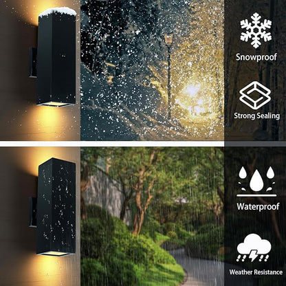 Dusk to Dawn Motion Sensor Outdoor Wall Light, Adjustable Brightness Exterior Light Fixtures with 3 Modes, 25ft Detection Waterproof Aluminum Fixture for Porch, Stairs, Garage, ETL Listed