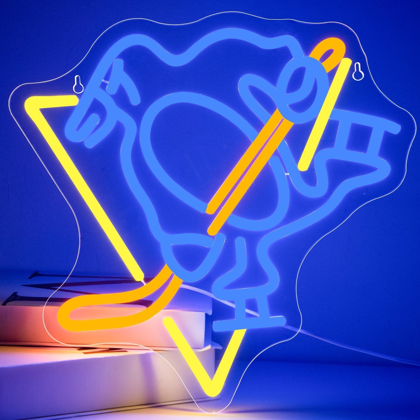 Ice Hockey Neon Sign,Hockey Team Logo Light,Ice Hockey Neon Light Sign,Sports Decor,Hockey Light,Hockey Club Decor,Gifts for Boys,Ice Hockey Fans,Size 13.4 * 13.4 inches(FMXD144)