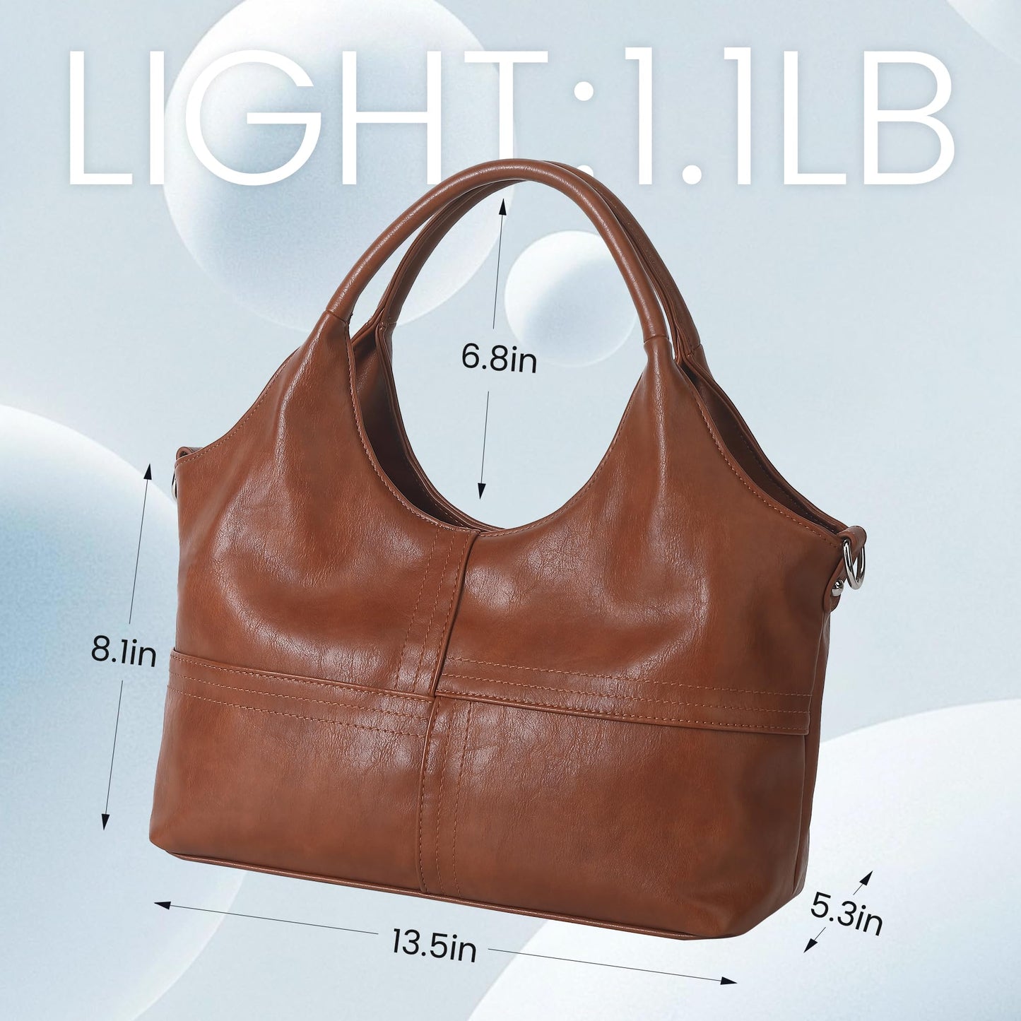 KOGTLA Vegan Leather Purses for Women with Detachable Satchel Strap, Ladies Handbags, Tote Hobo Bags with Top Handle Brown