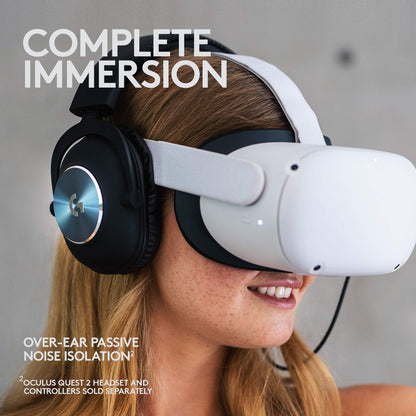 Logitech G PRO Gaming Headset for Oculus Quest 2 - Oculus Ready - Custom-Length Cable - PRO-G Precision Gaming Audio Driver - Steel and Aluminum Build - Low-Latency 3.5 mm Aux Connection