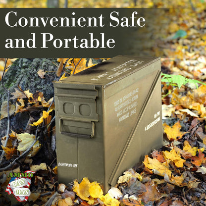 Metal Ammo Storage Box Holder Box (Olive Drab Green) - M548 20mm Ammo Can w/Front Metal Latch, Swing-Out Handle – Ideal Ammo Can Surplus - Waterproof Tool Boxes for Ammo & Emergency Supplies