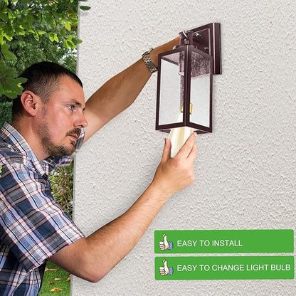 2-Pack 14'' Dusk to Dawn Outdoor Wall Light Fixtures, Oil Rubbed Bronze Exterior Lighting Fixtures Wall Mounted with Seeded Glass, Waterproof Porch Lights Outside Lanterns for House Front Garage