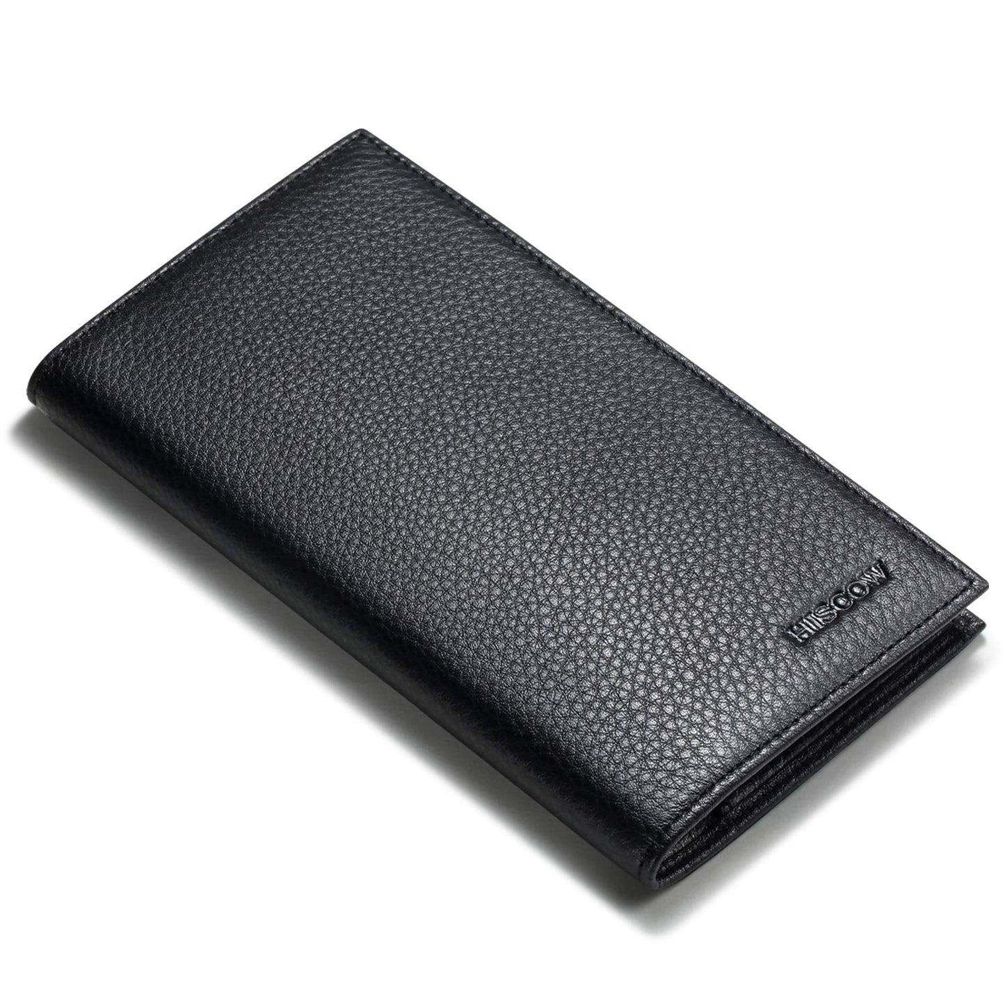 HISCOW Duplicate Checkbook Cover for Men & Women - Full Grain Leather (Pebbled Black)