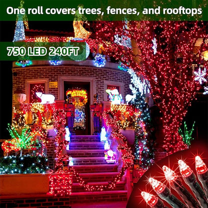 750 LED 240FT Christmas Lights Outdoor,12 Lighting Modes Christmas String Lights with Timer, Dimmable Plug in Red LED StringLights Waterproof for Yard Tree Wedding Party Holiday Red