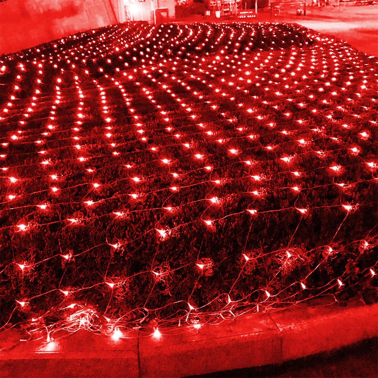 WATERGLIDE Outdoor Valentines Net Lights, 12FT x 5FT 360 LED Mesh String Light with 8 Lighting Mode, Connectable Waterproof Lights for Garden Tree Bushes, Christmas Wedding Party Decorations, Red