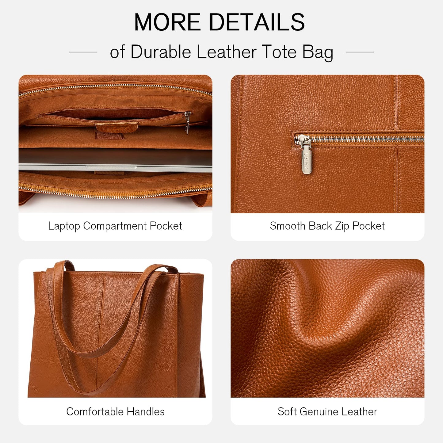 UEIRY Genuine Leather Tote Bag for Women, Large Women's Leather Shoulder Bags, Designer Tote Purses Satchel with Compartments Handbags