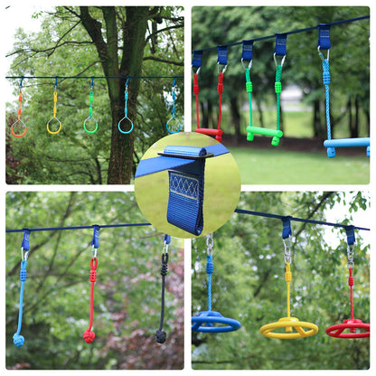 Rainbow Craft Ninja Slackline Buckle Straps - 8pc Removable Hanging Loops for Ninja Obstacle Course Training, Attaching Ninja Obstacle Accessories - Durable Buckle Straps - Blue Color