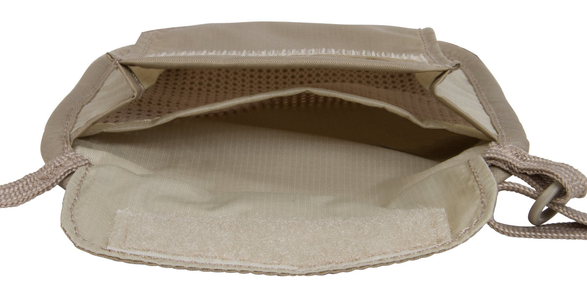 eagle creek RFID Blocker Neck Wallet - Durable and Lightweight Travel Passport and Valuables Organizer with Hook and Loop Closure and Adjustable Neck Strap, Tan