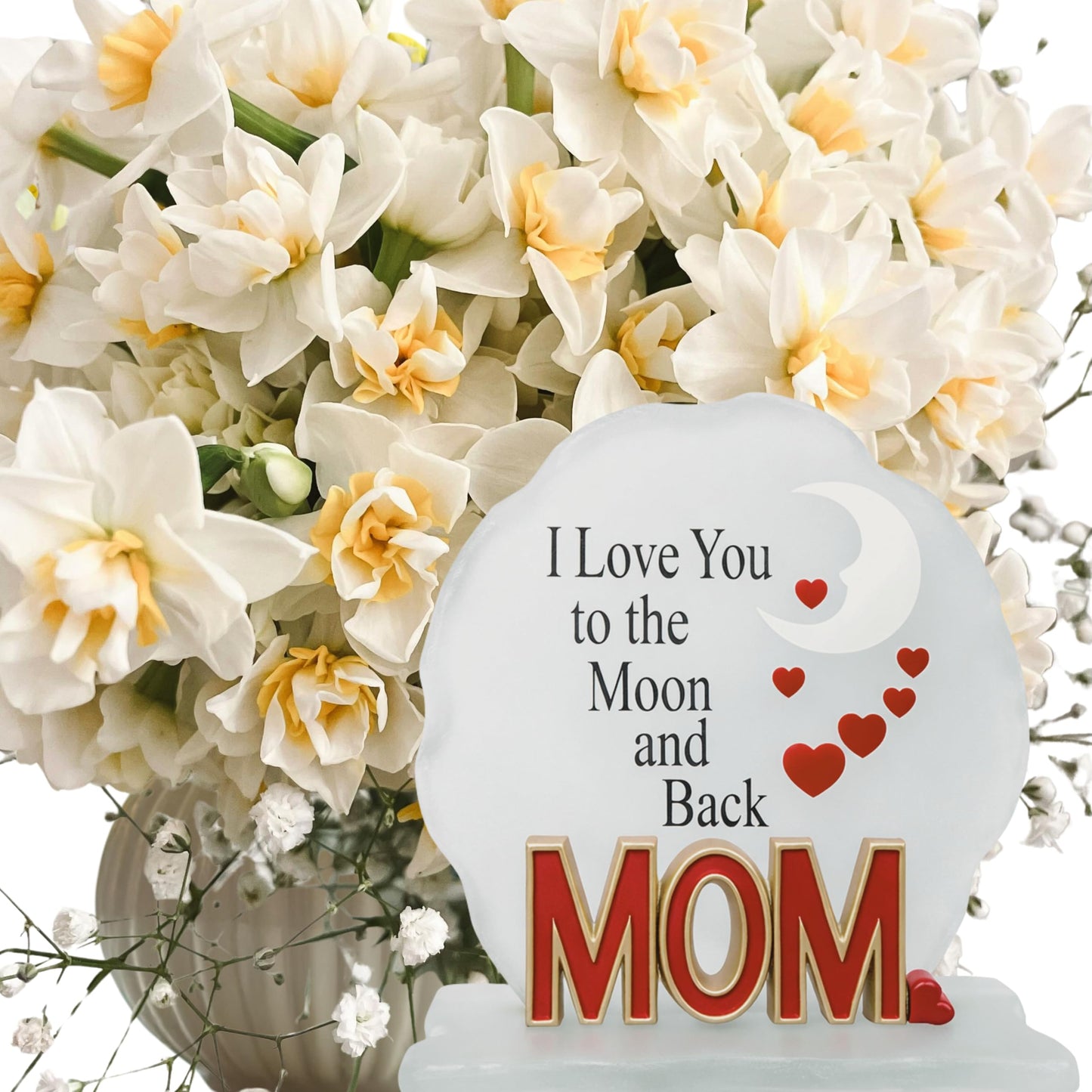 Mom Message Plaque Gift for Mom from Daughter or Son – “I Love You to the Moon and Back” Acrylic Keepsake – Sentimental Mother Gift for Mother’s Day, Birthday, Christmas Decor Sign