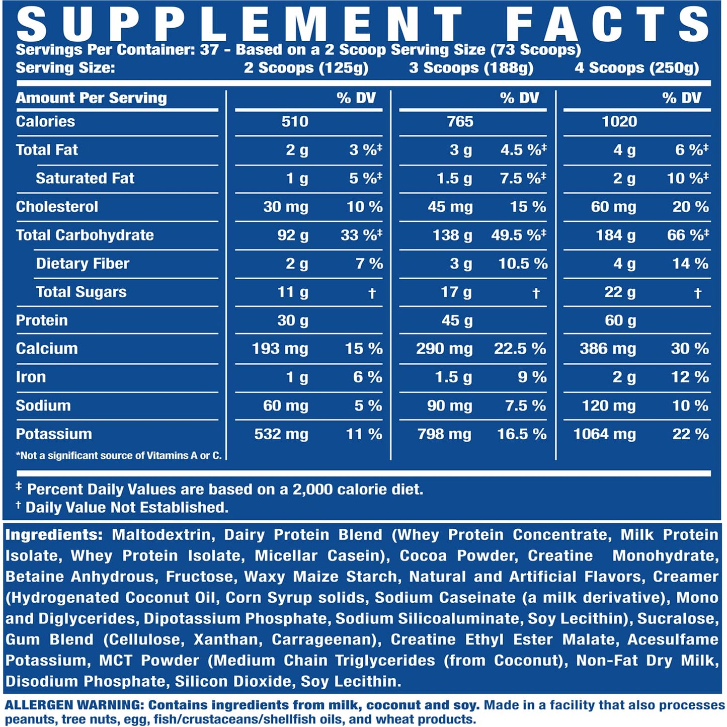 Ronnie Coleman Signature Series King Mass XL Mass Gainer Protein Powder – Dark Chocolate Weight Gainer with 60g Protein, 180g Carbohydrates, 1,000+ Calories, Creatine & Glutamine – 10 Pound