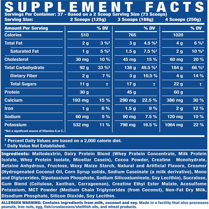 Ronnie Coleman Signature Series King Mass XL Mass Gainer Protein Powder – Dark Chocolate Weight Gainer with 60g Protein, 180g Carbohydrates, 1,000+ Calories, Creatine & Glutamine – 10 Pound