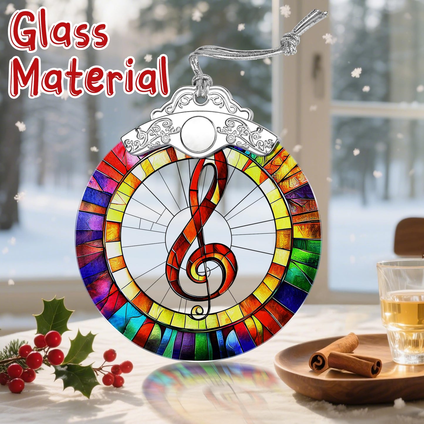 Stained Glass Musical Christmas Ornament：Christmas Tree Ornaments & Holiday Decor – Holiday Presents & Gift Ideas & Music Teacher Gifts & Music Lover Gifts & Musician Gift