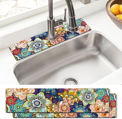 Sink Faucet Absorbing Mat, 2 Pack Drying Mat Around Faucet Sink Splash Guard