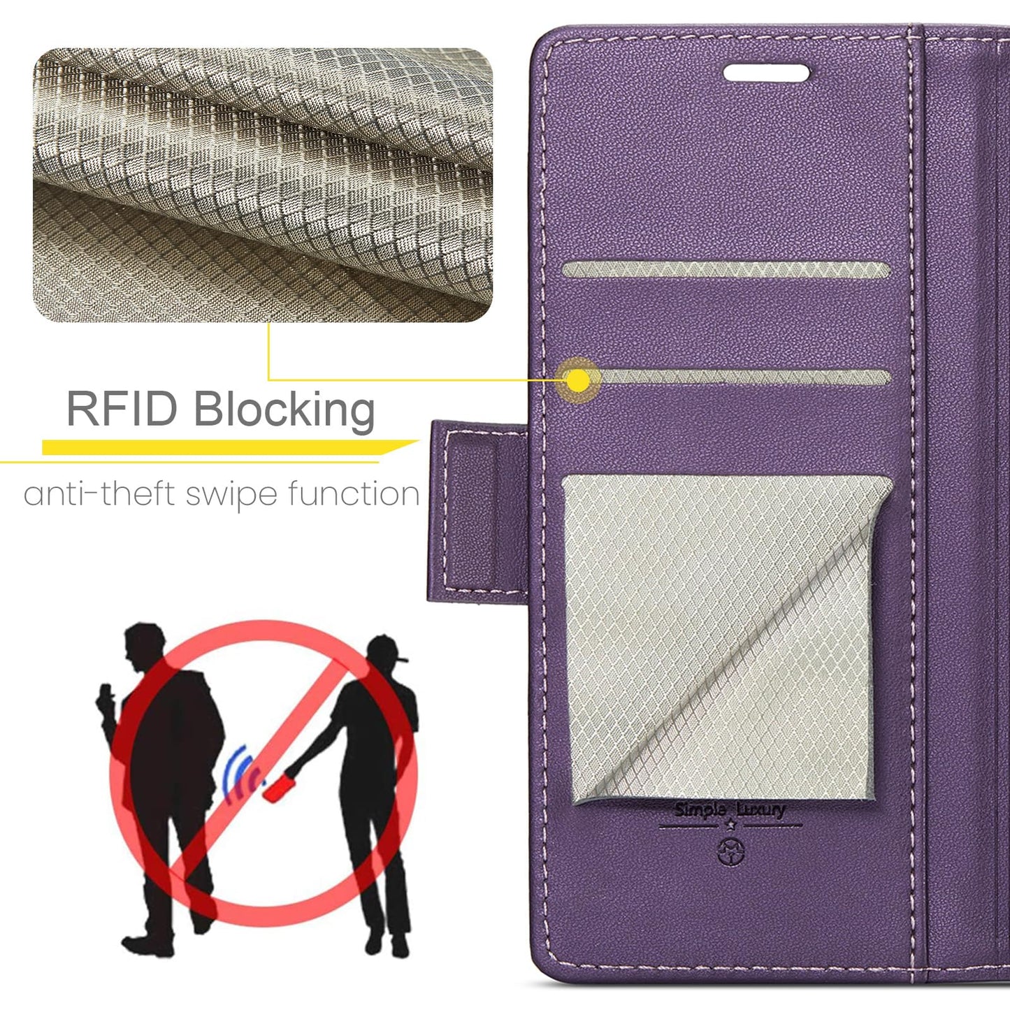 FCOZCKLOM Compatible with Samsung Galaxy S24 Ultra Wallet Case[RFID Blocking], PU Leather Flip Cover with Kickstand Card Holder for Galaxy S24 Ultra 6.8 inch (Purple)
