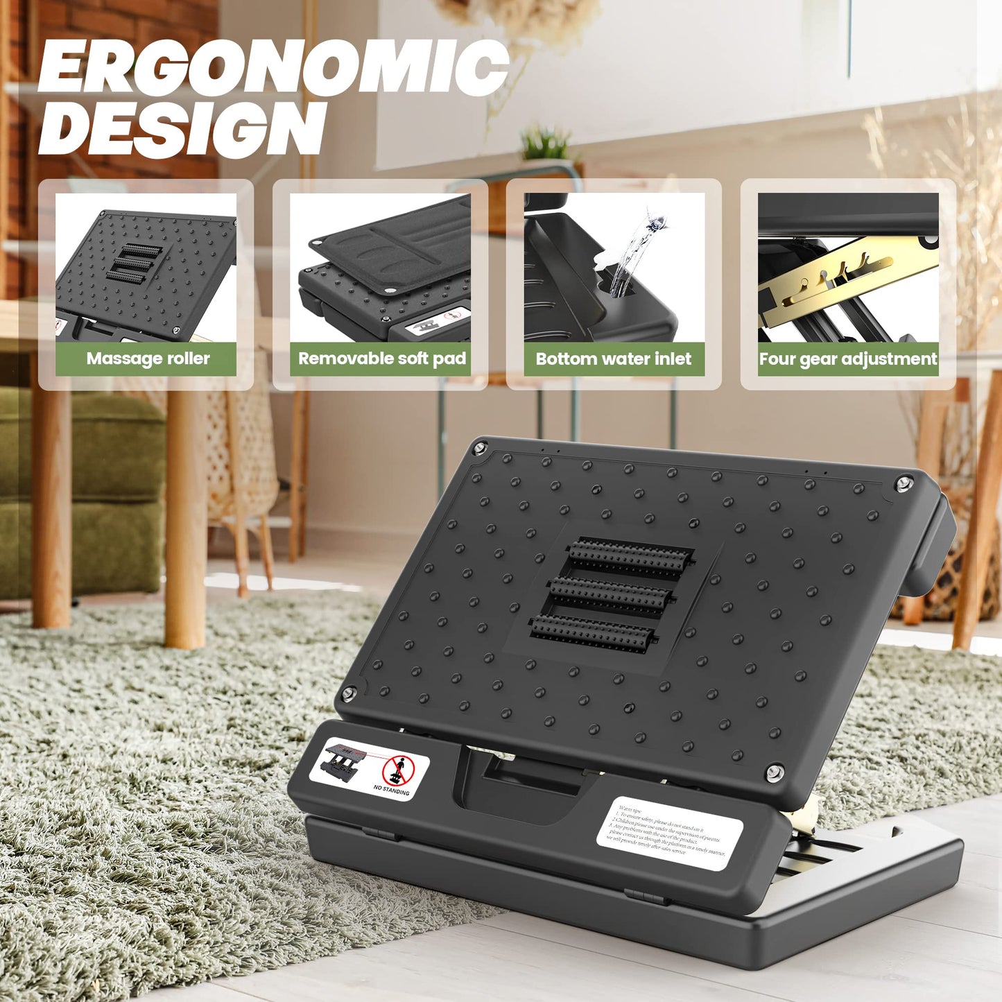 Vhelyom Foot Rest for Under Desk at Work,Height Adjustable footrest,with Massage Roller and Soft Pad,Foldable,Ergonomic,for Car,Office,Computer,Gaming,Adjustable Metal Frame,All-Season Use(Grey)