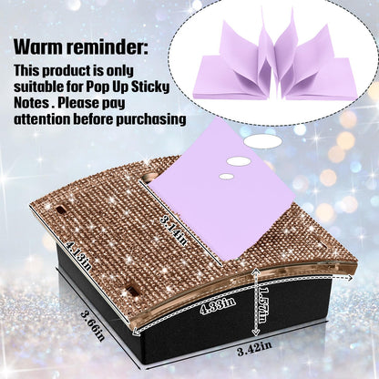 Eersida Rhinestone Self Stick Note Pad Holders 4 x 4 Inches Gold Cute Note Holder Sticky Dispenser Bling Memo Stick Dispenser for Office Employee Coworkers Gifts Home Desk Supplies