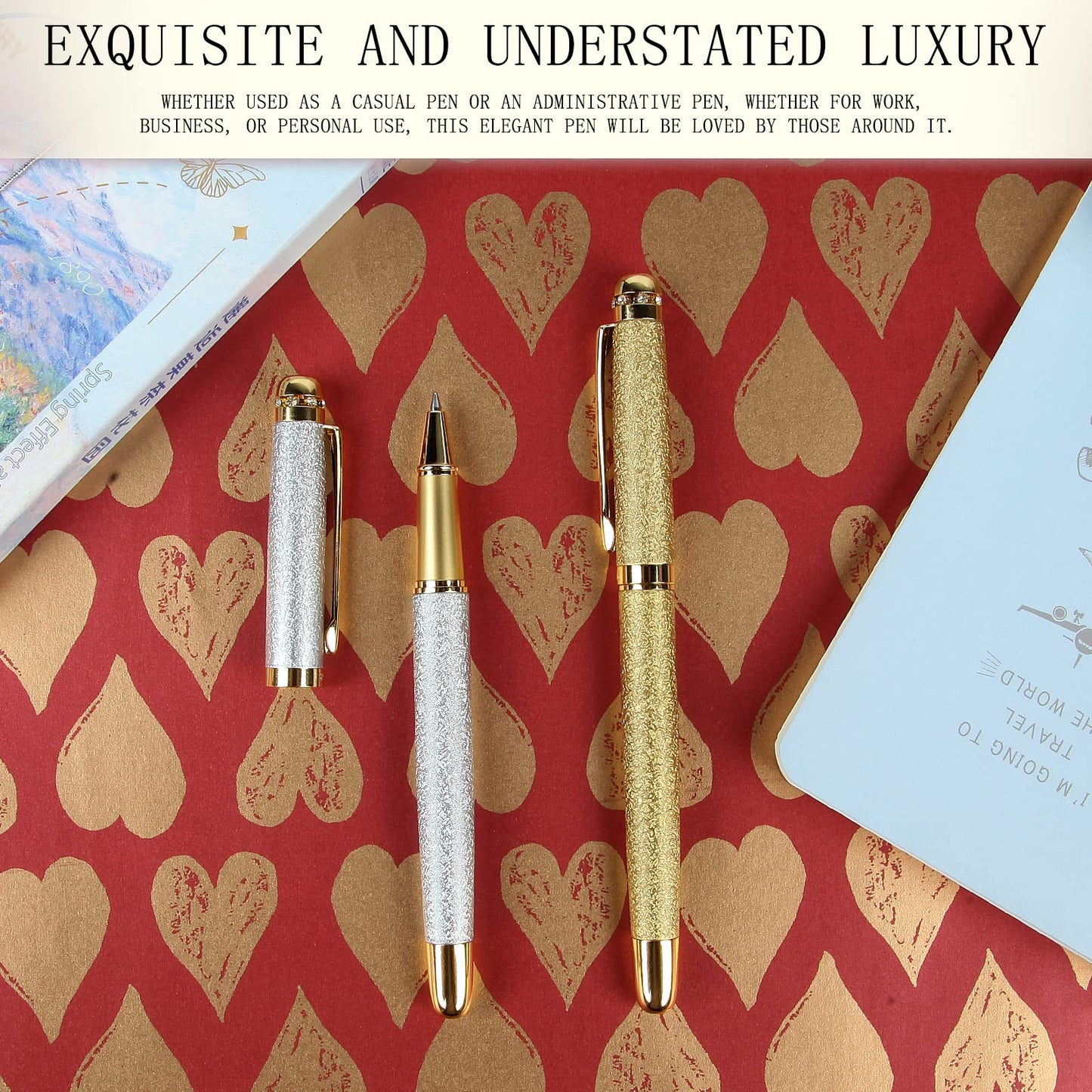 BOCIYER Rollerball Liquid Ink Pens,Best Luxury Ball Pen Gift Set for Women,Black Ink Fancy Pen Refillable for Executive Office,Professional,pretty pens,cool pens,Nice cute Designer Pens(Purple)