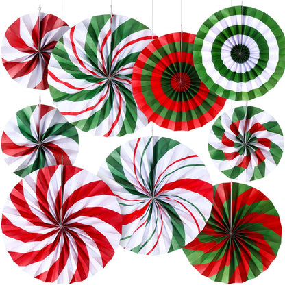 Outus Christmas Hanging Decorations Candy Paper Fans Peppermint Hanging Paper Fans Candy Cane Ceiling Wall Decor for Christmas Party Classroom Birthday Party(18 Pcs,Fresh)