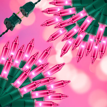 JUSTPRO 100LIGHTS PINK Extra-Bright With End Connectors Christmas Decorative Lights 5.98m UL Certified Mini String Light Set Waterproof for Home Garden Holiday Christmas Tree Party Patio Decor Wedding