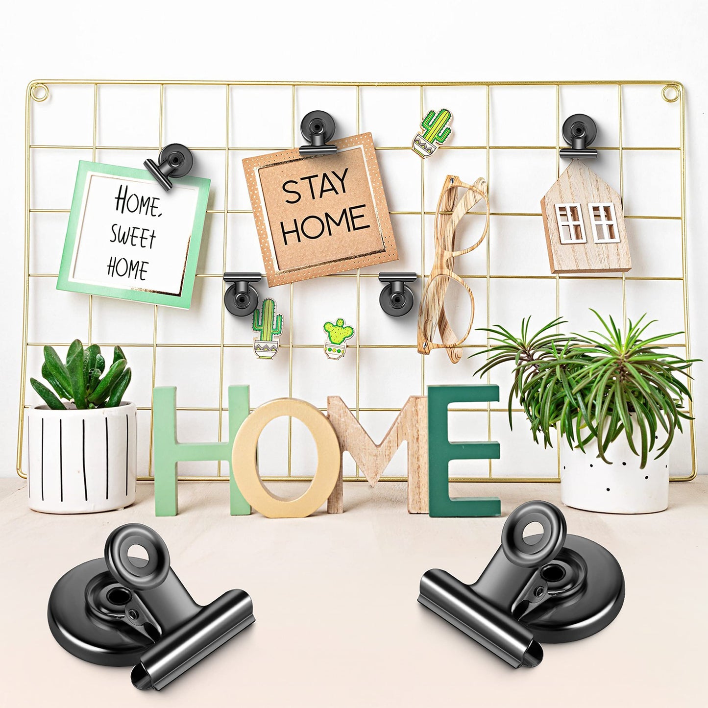 Grtard 24 Pack Magnetic Clips Heavy Duty, Black Magnet Clips for Fridge, Refrigerator Magnets, Strong Magnetic Clip, Scratch Free Magnets with Clip for Whiteboard, Refrigerator, Cruise, Locker