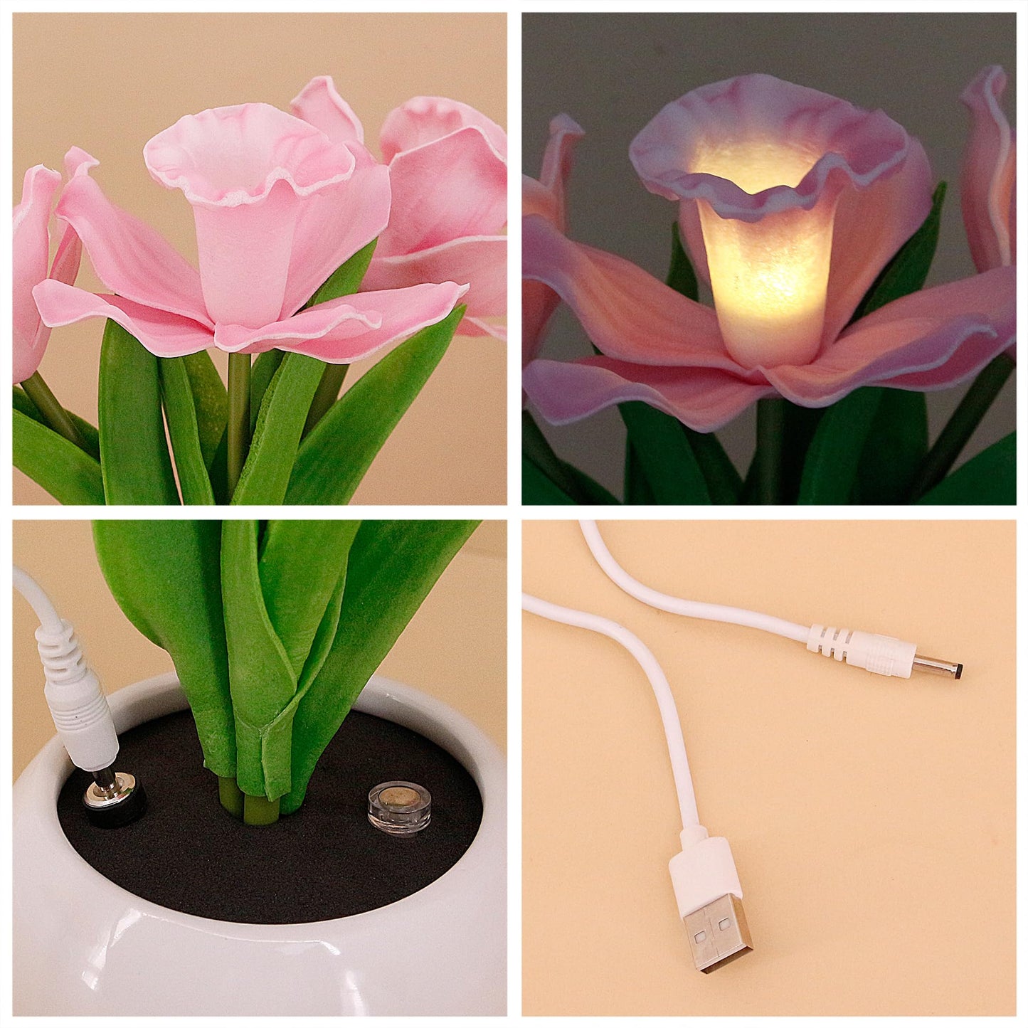 Naimo Daffodil Night Light Rechargeable LED Night Lamp Flower Table Lamp for Bedroom Living Room Birthday Party Desktop Home Decor