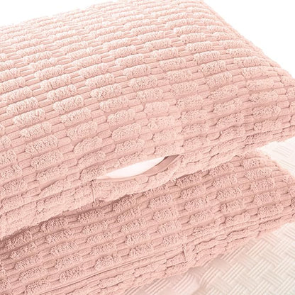 Fancy Homi Blush Pink Long Body Lumbar Lumbar Decorative Throw Pillow Covers 20x54 Inch for Bed Couch Bedroom Bench, Soft Corduroy Rectangle Solid Pillow Case, Rustic Farmhouse Boho Room Decor