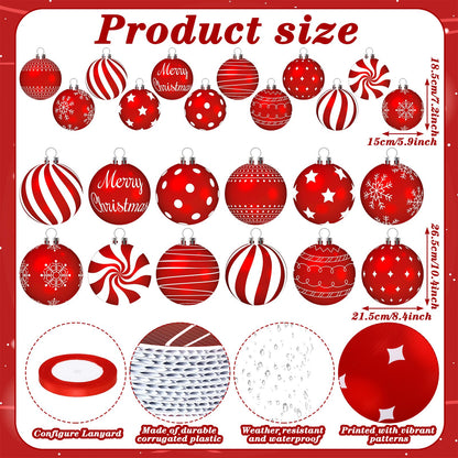 Huwena 24 Pcs Christmas Decorations Outdoor Christmas Hanging Ornaments Peppermint Candy Yard Signs Double Sided Lawn Decorations Peppermint Ornaments for Xmas(Red)