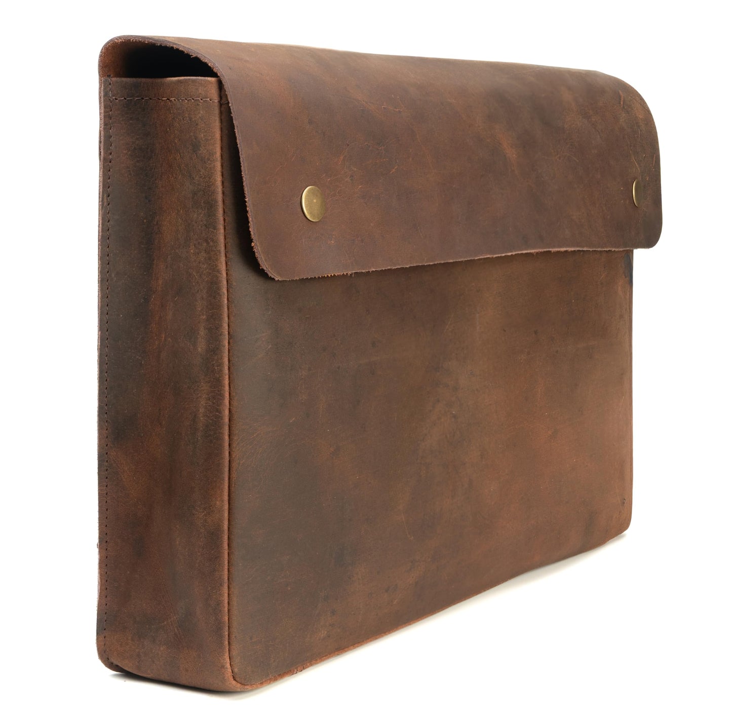 WANDERINGS Genuine Full Grain Leather Folder with Removable Strap - Handcrafted Folio Document Organizer - Leather Document Holder for Men and Women - Fits 15" 14" 13" Tablets and Laptops