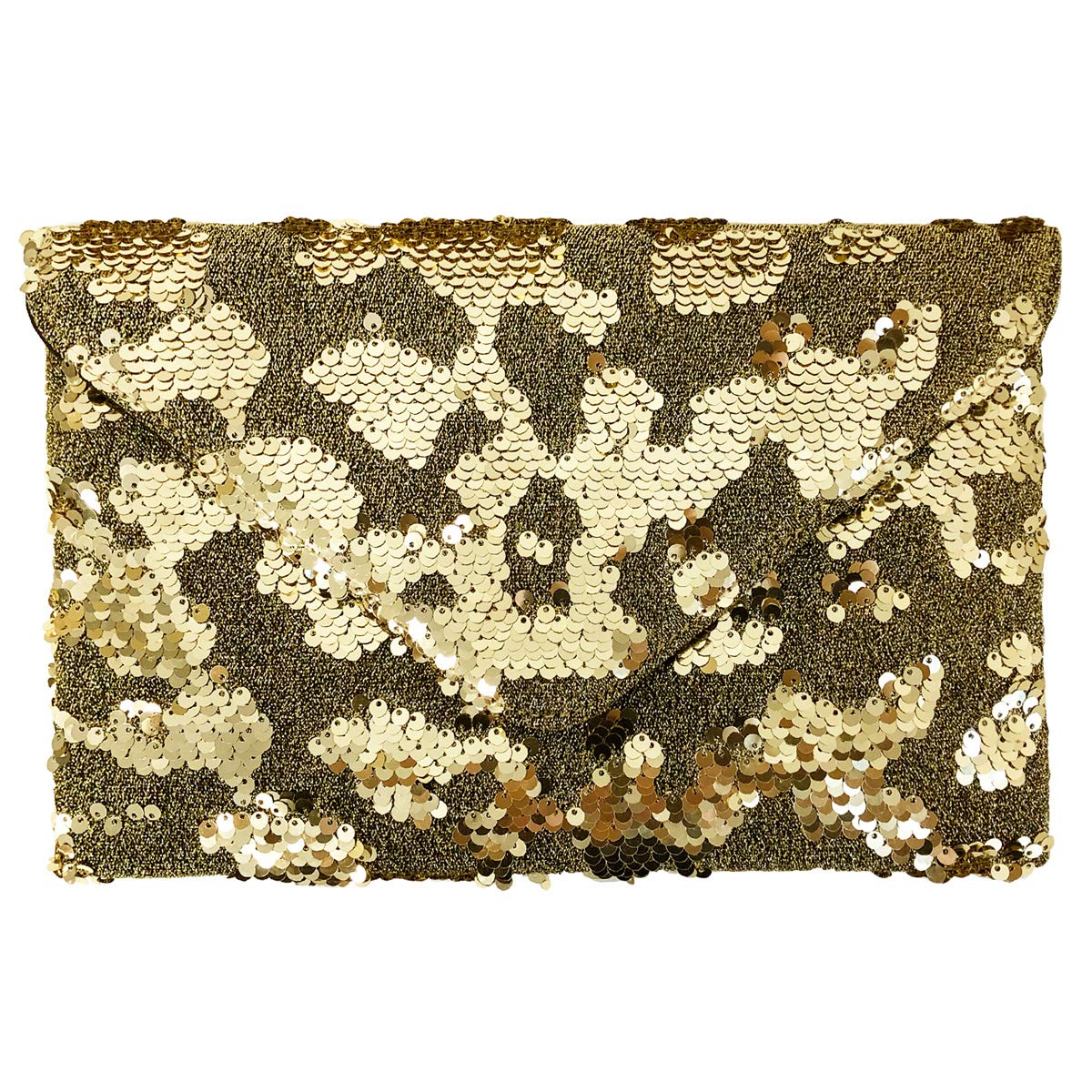 JNB Sequin Envelope Clutch for Women – Flat Evening Bag with Detachable Chain, Snap Closure, Fabric Lining, Interior Zipper Pocket, Lightweight Sequin Purse for Parties and Special Events (Black)