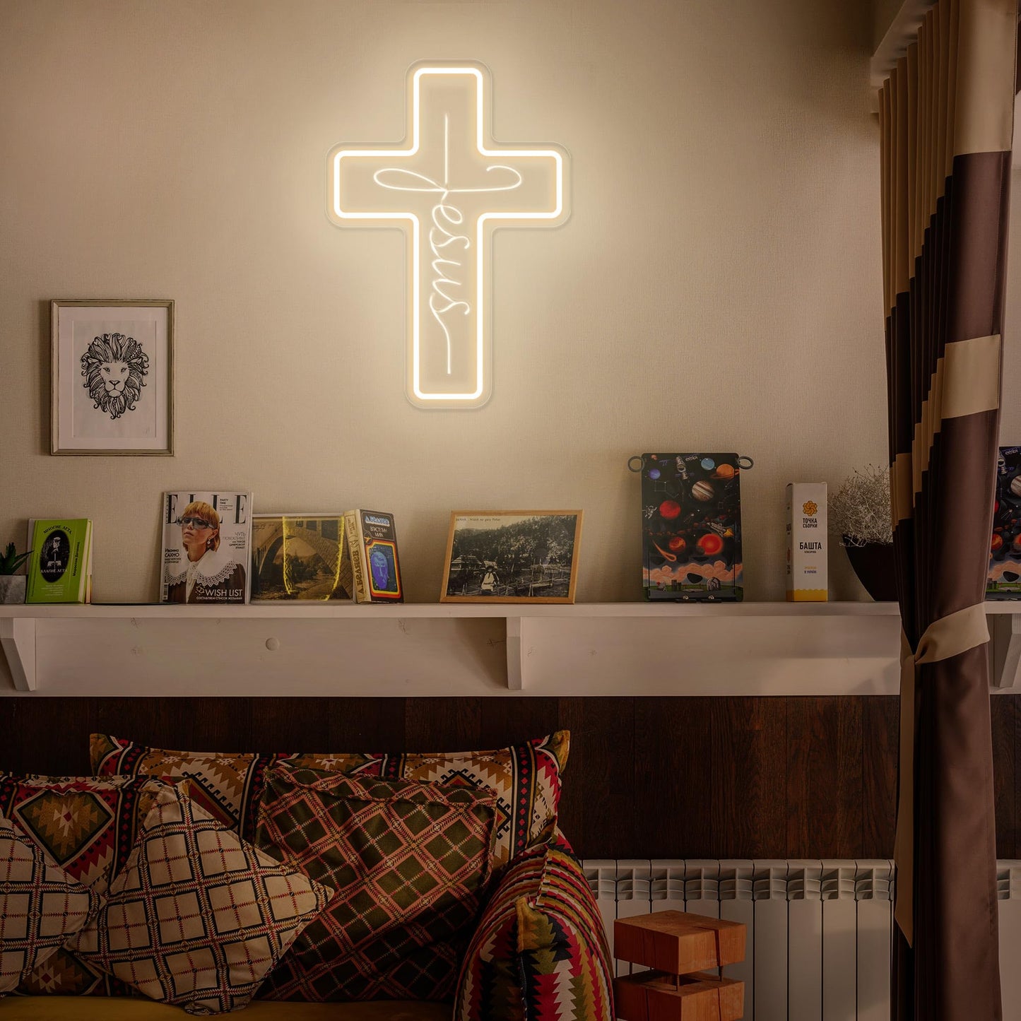 Cross Neon Signs Jesus Neon Signs LED Wall Decor for Bedroom Living Room Weddings, Dimmable Light Sign for Home Decor, Religious Events, Christmas Easter Celebrations Gifts (Jesus Cross)