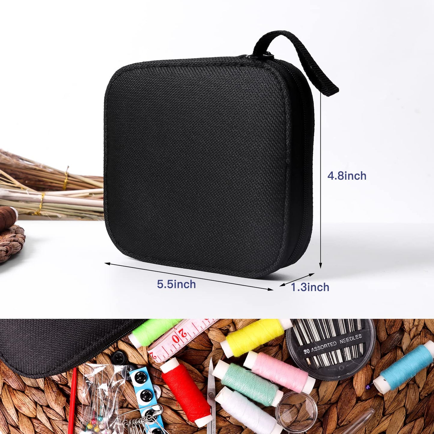 JUNING Sewing Kit with Case Portable Sewing Supplies for Home Traveler, Adults, Beginner, Emergency, Contains Thread, Scissors, Needles,Measuring Tape