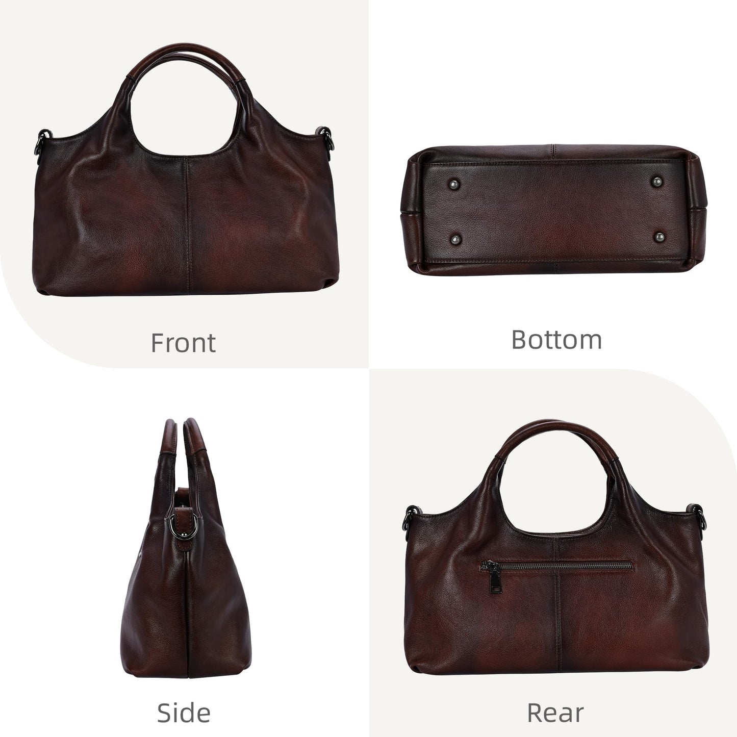 Iswee Genuine Leather Purses for Women Satchel Handbags Crossbody Shoulder Bag Designer Top Handle Bag Hobo Medium Size (Coffee)