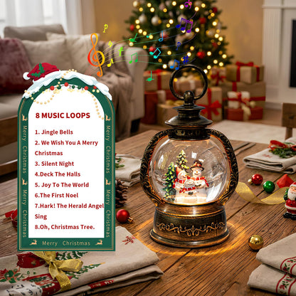 Christmas Snow Globe Water Lantern with Snowman Choir Scene Battery Operated or USB Powered Musical Lighted Holiday Decoration for Tabletop Display for Family and Friends