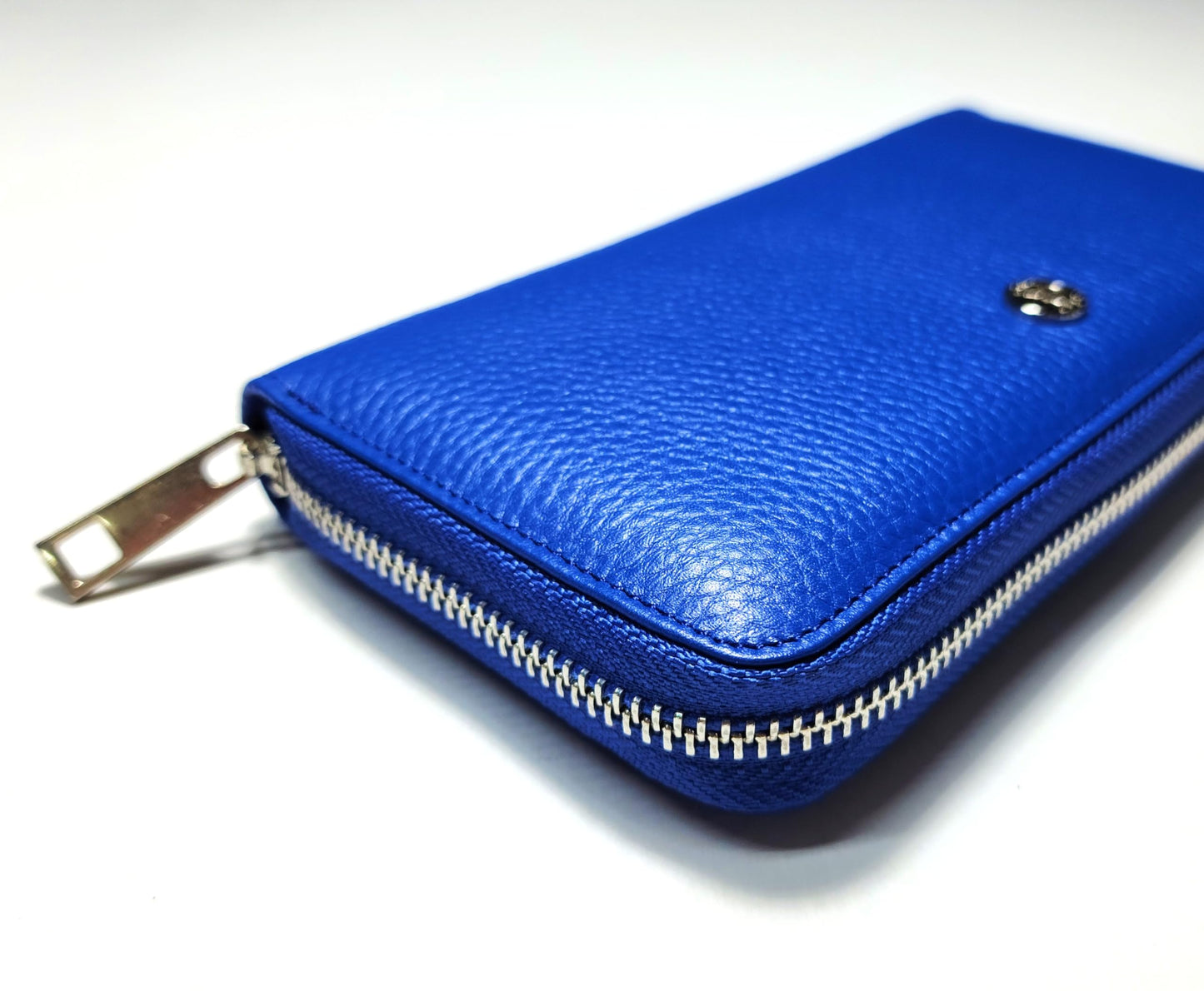Ayaz Deri Genuine Leather Large Zipper Wallet -16 Card Slots, 2 Cash Compartments, Coin Pocket -Fits Phone -RFID Blocking (Blue)