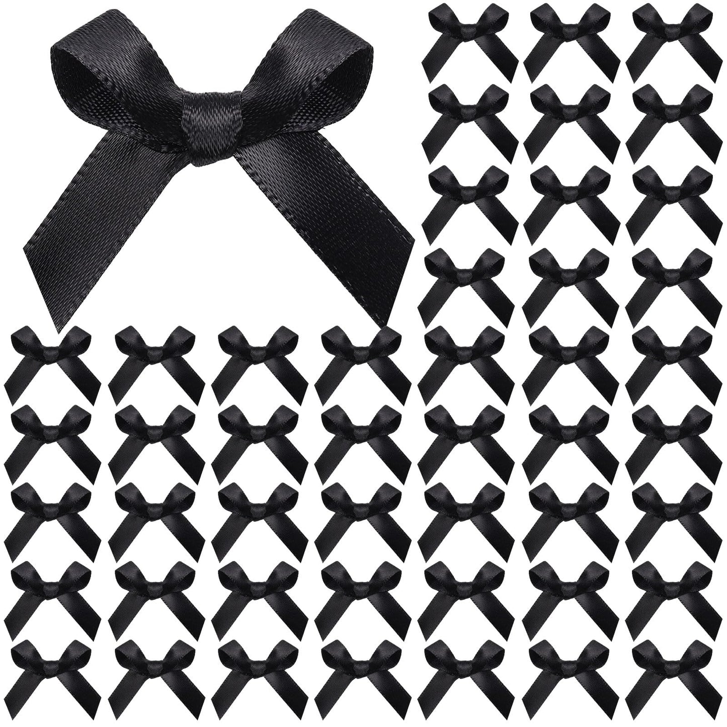 YGDZ 50 PCS Mini Black Bows, Small Stain Ribbon Black Bow for Cake, Tiny Bows for Crafts, Bow Decorations for Party Favors, Balloons