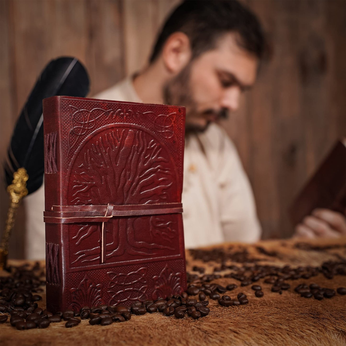Lord of Battles Handcrafted Genuine Leather Tree of Life Journal with Leather Cord