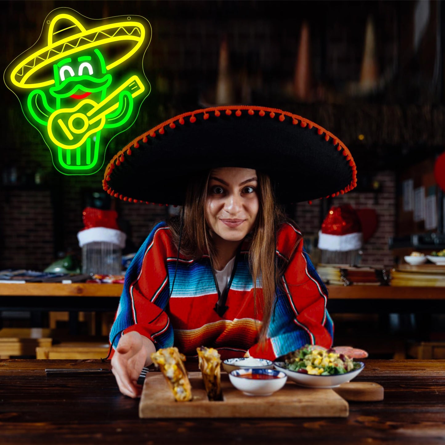 Cartoon Cactus Neon Sign for Wall Decor Mexican Style LED Neon Light for Bedroom Dimmable Music LED Sign for Studio Bar Livehouse Party Mexican Restaurants Birthday Gifts Size 11.8 * 11.1 In(TWP257)