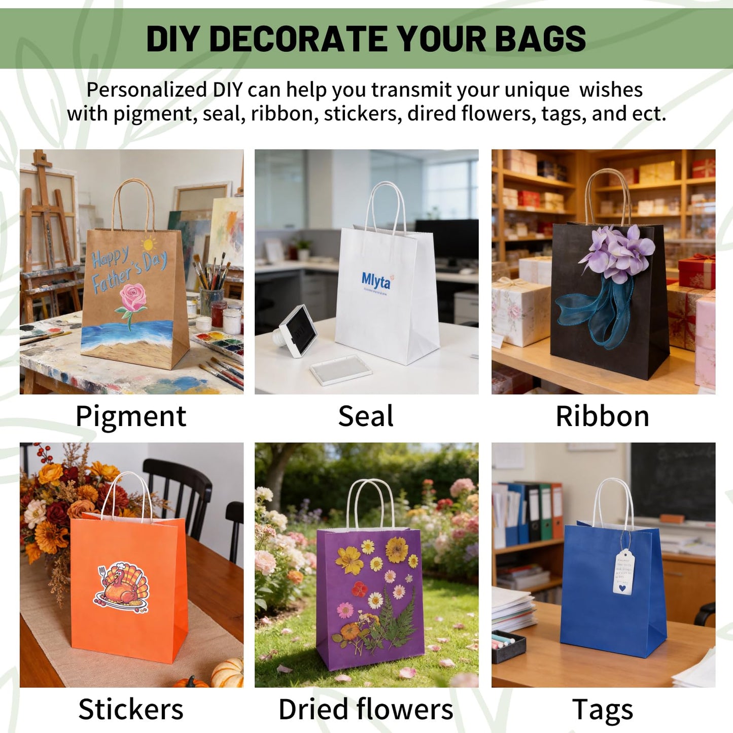 Mlyta 200 Pack 8x4.75x10 Inch Plain Medium Brown Kraft Paper Gift Bags with Handles Bulk for Goodie, Party Favor Brithday Grocery Shopping, Business Wedding Retail Craft Treat To Go, Merchandise Sacks
