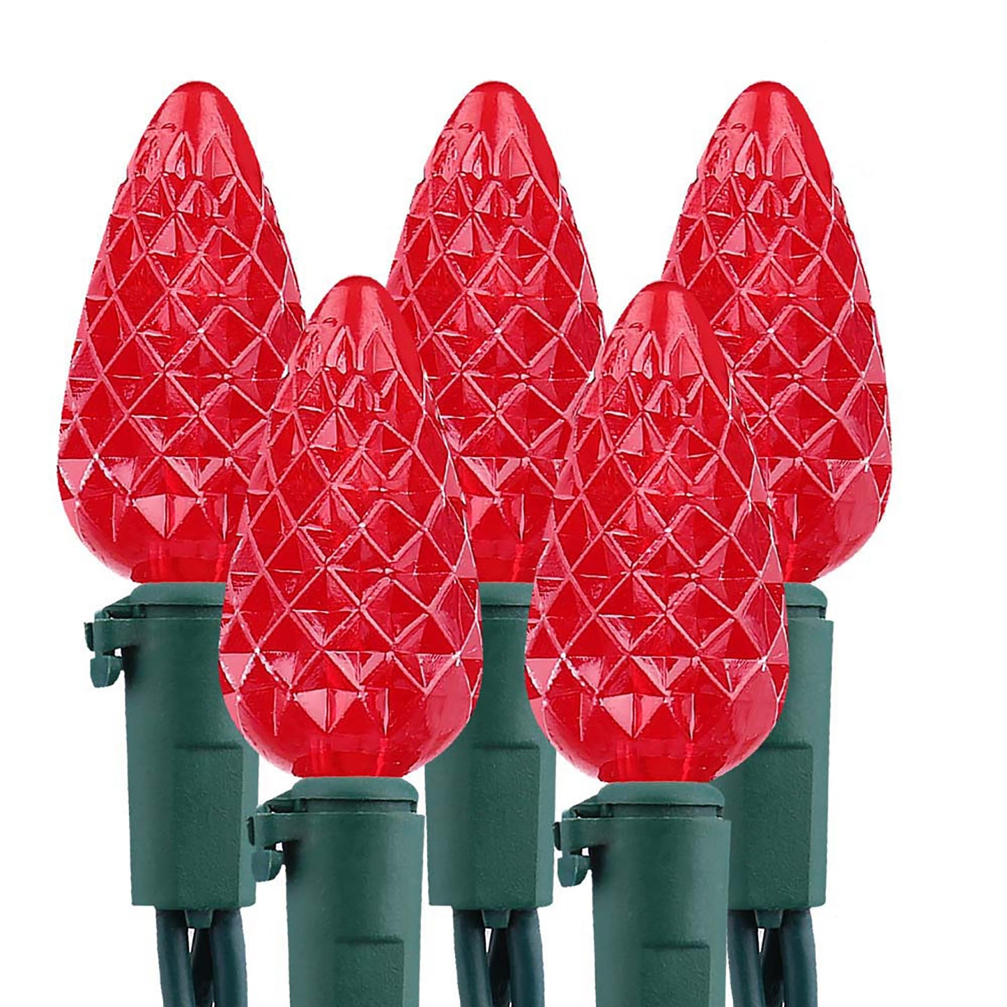 Brizled Upgraded Faceted C5 LED Red Christmas Lights, 100 LED 33ft Christmas tree Lights, 120V UL Certified Christmas Lights Set Connectable for Xmas Patio Party Roof Holiday Indoor Outdoor Decoration