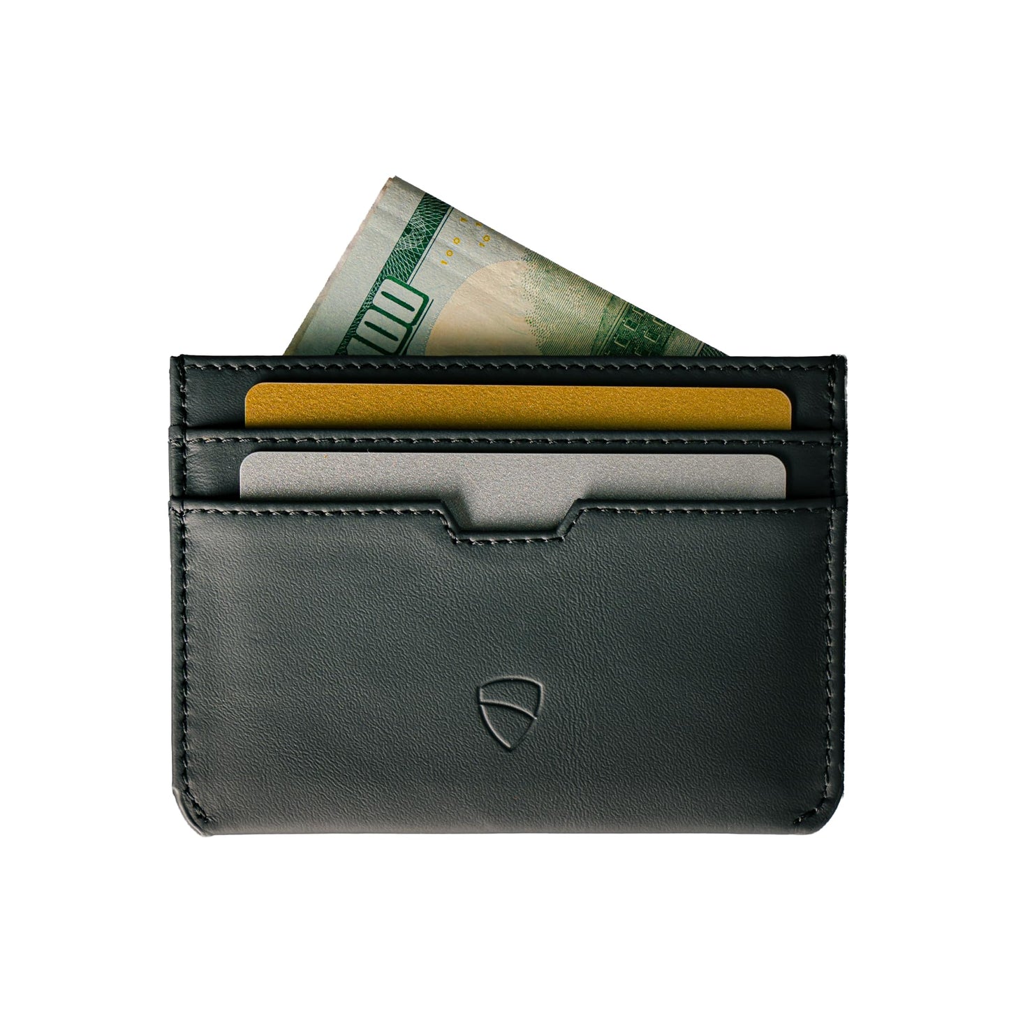 Vaultskin MOORGATE Slim Card Holder – Minimalist Leather Wallet with RFID Blocking, Front Pocket Credit Card Case for Men & Women (Jet Black)