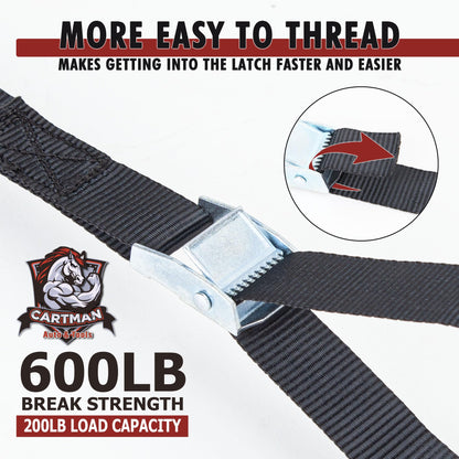 Cartman 1" x 12' Lashing Straps Cargo Tie-Down Strap Up to 600lbs, 6pk in Carry Bag, Black