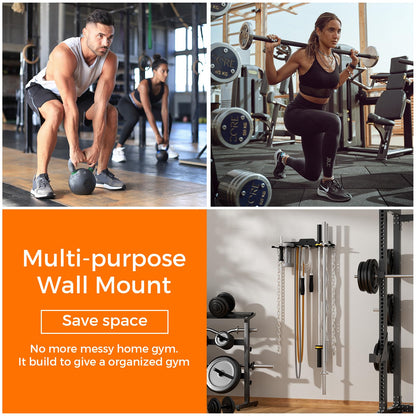 JNIHEEP Gym Home Storage Rack,Home Gym Accessories Hanger with 8 Hooks,Multi-Purpose Heavy Duty Rack for Resistance Bands Jump Ropes Lifting Belt Fitness Bands Barbells(Carabiners Included)