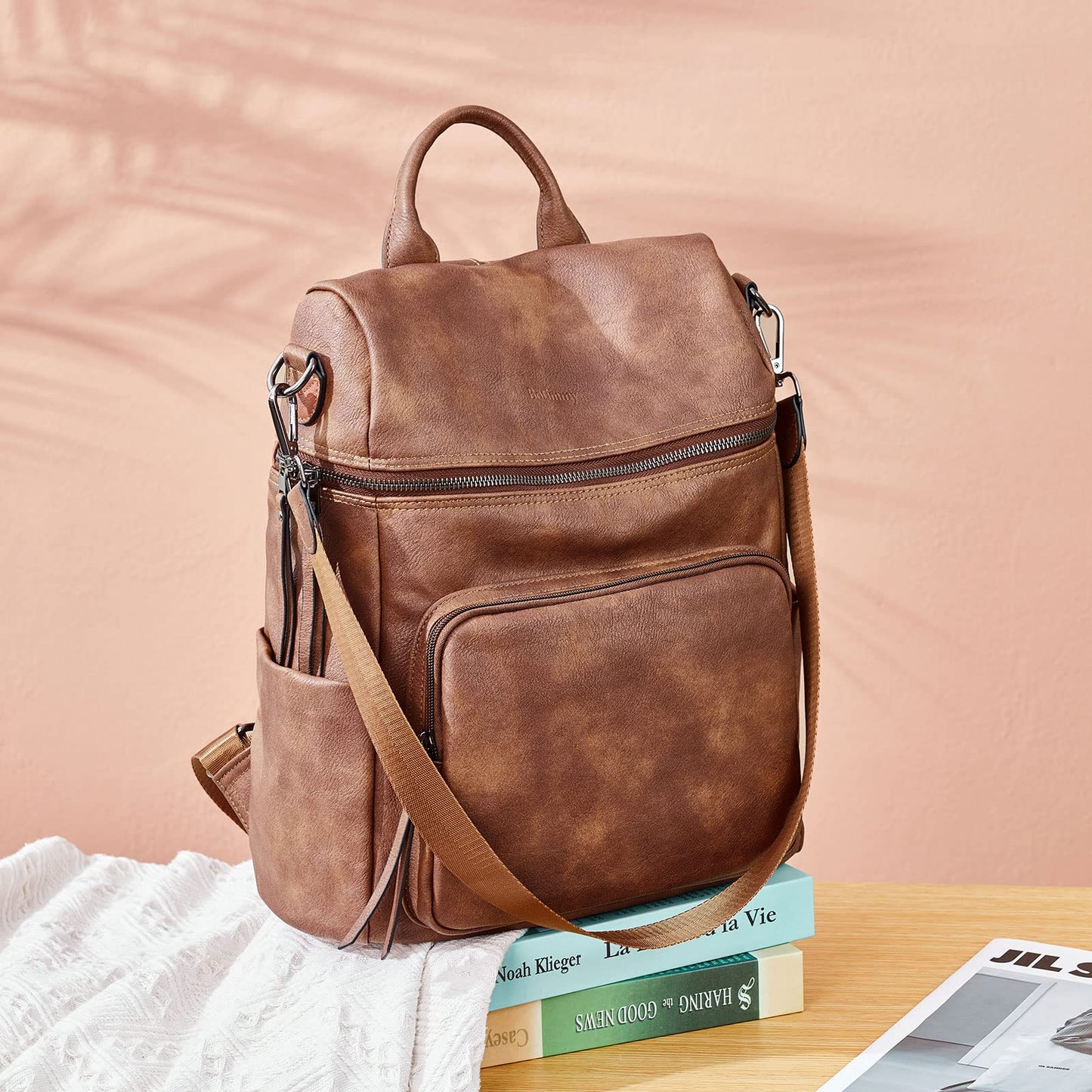 Botimmy Anti-Theft Backpack Purse for Women, Convertible 3-in-1 Vegan Leather Backpack with Hidden Zipper, Adjustable Shoulder & Crossbody Bag for Travel and Daily Commute
